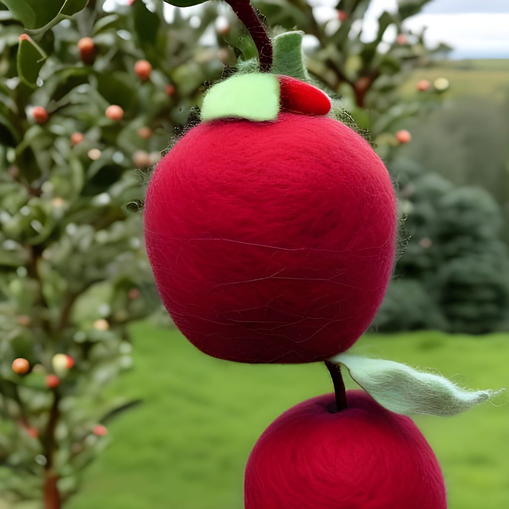 Felted Yarn Apples on Felted Apple Tree