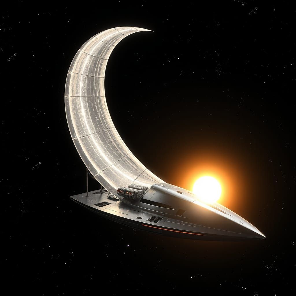 Spaceship, solar sail deployed