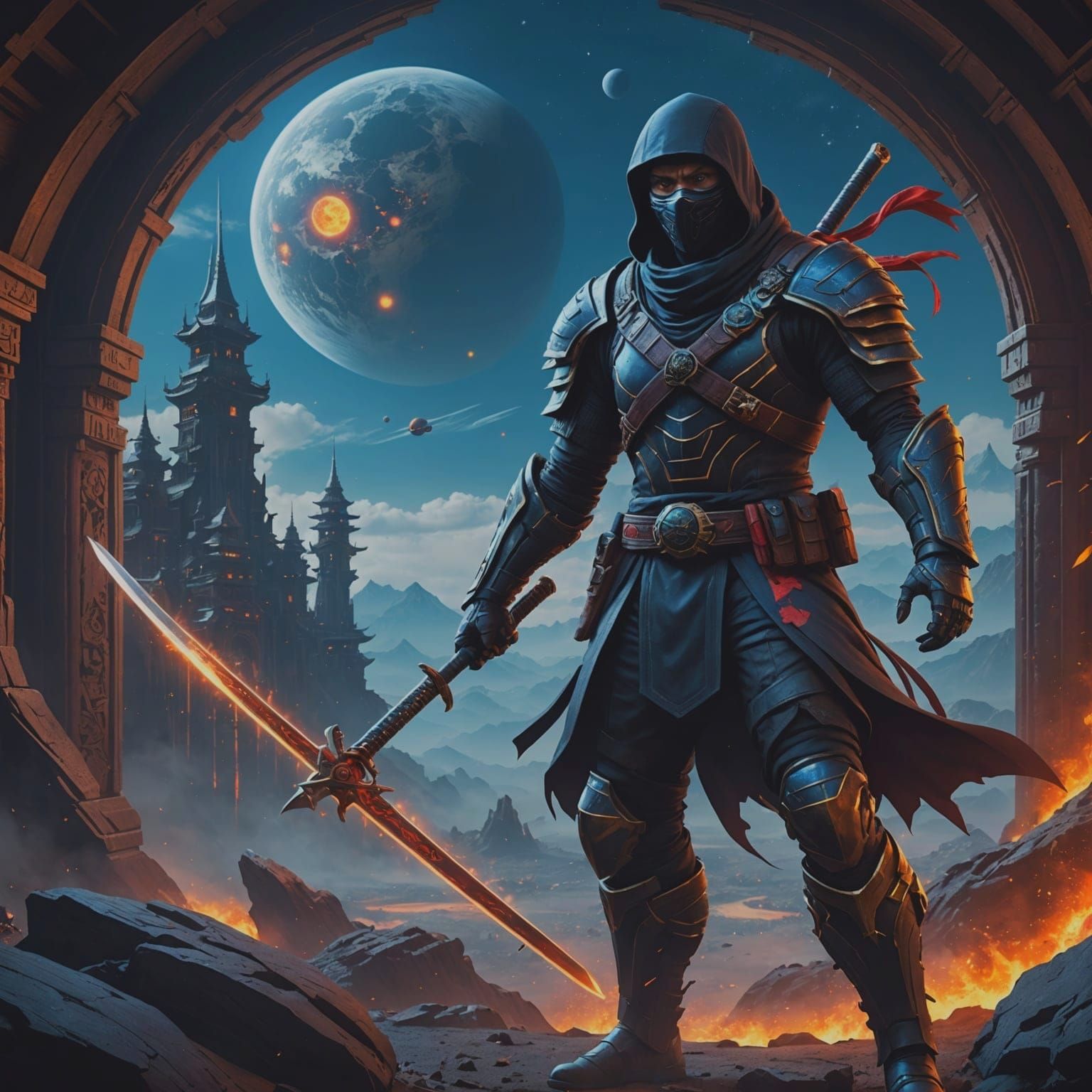 Detailed Space Ninja Concept Art