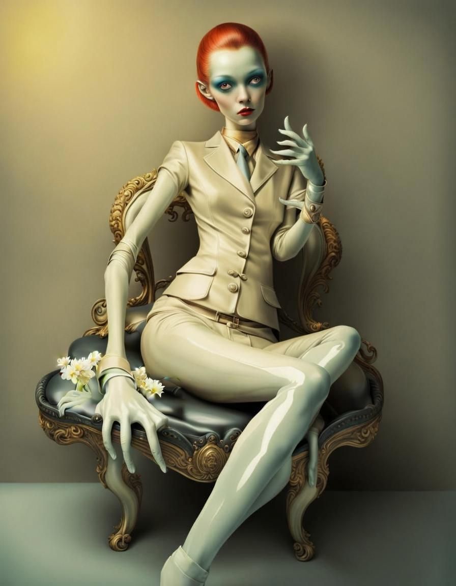 Surreal Alien Restaurant Celebration in Gritty Style