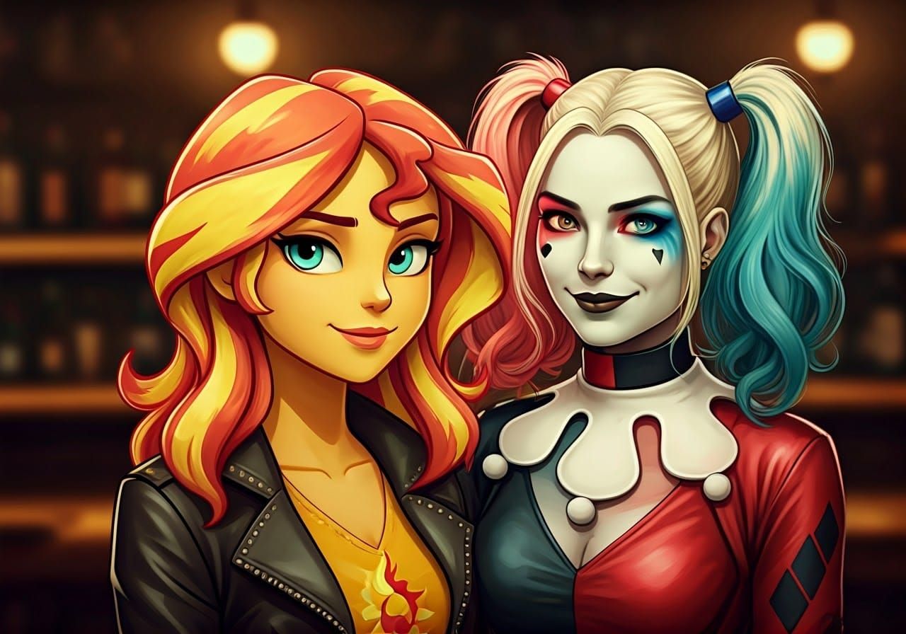 Hyperrealistic Portrait of Two Women in Gouache Style