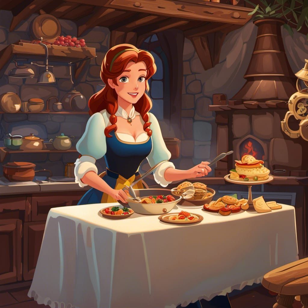 Disney Princess in Gory Medieval Castle Kitchen