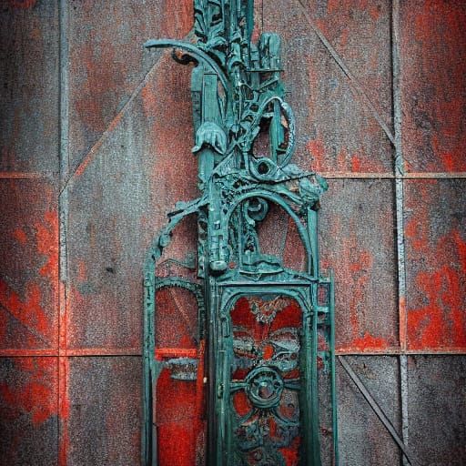 Rusted Iron Sculpture in Art Nouveau Style