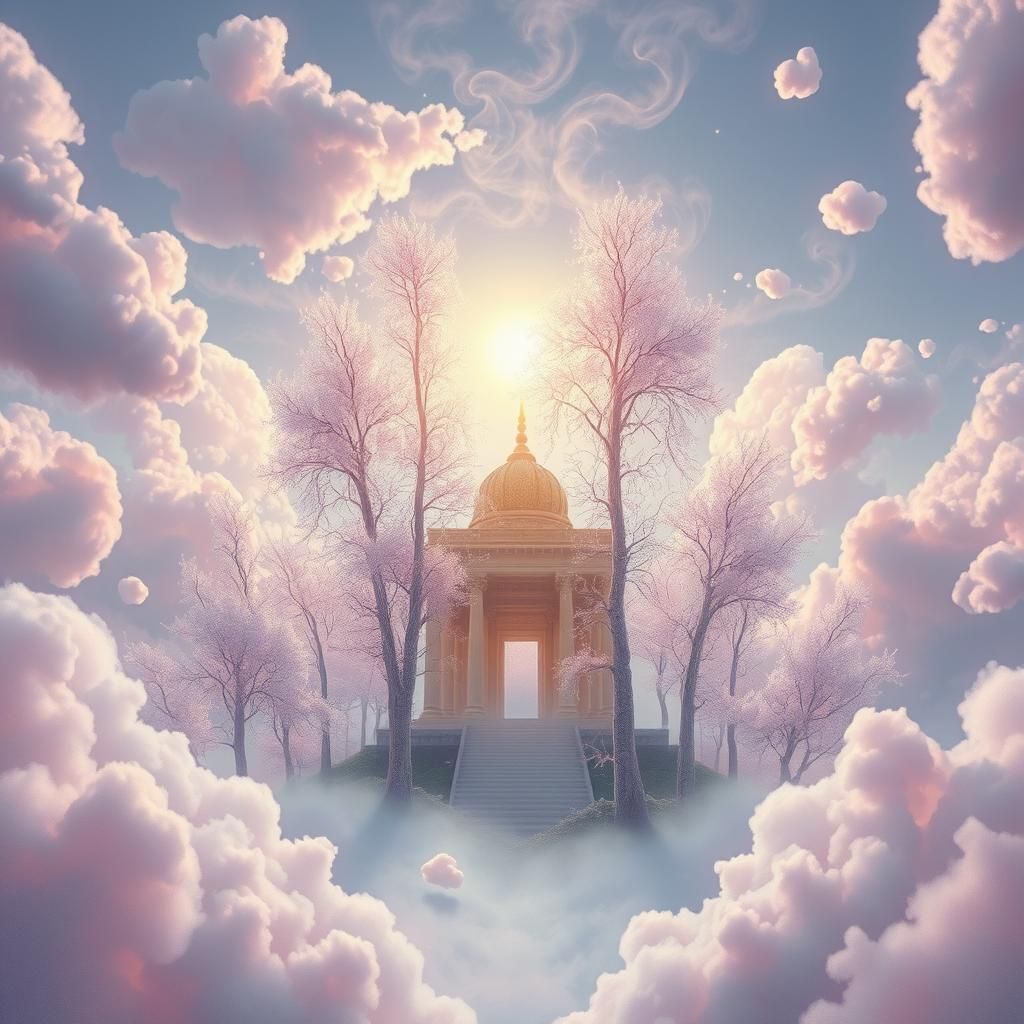 Ethereal Temple Dreamscape in Pastel Surrealism