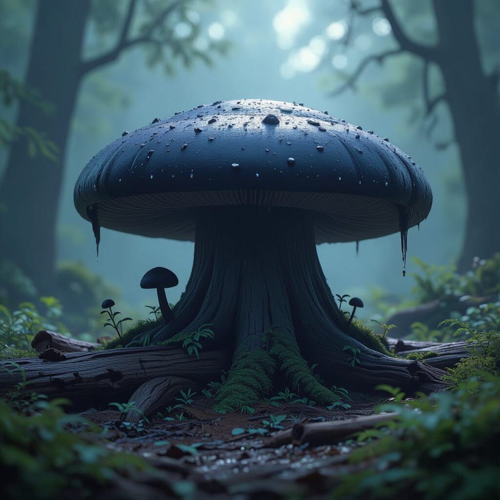 Detailed Shadowcap Fungus in Dark Fantasy Style