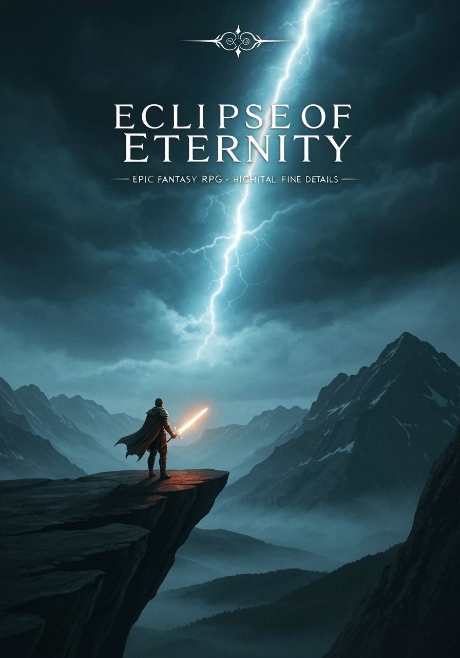 Epic Fantasy Warrior on Cliffside in Digital Painting Style