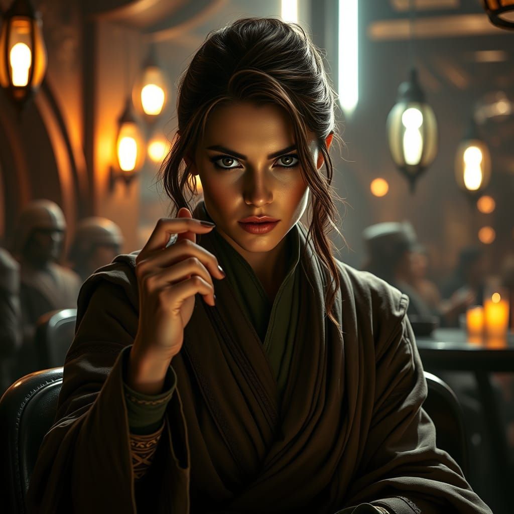 Mysterious Female Jedi Exerts Hypnotic Mind Control in a Dim...