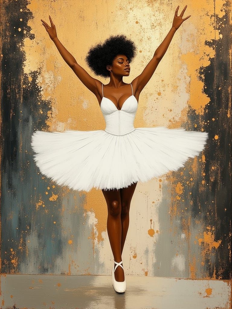 Ballerina's Swan Dance in Impressionistic Style