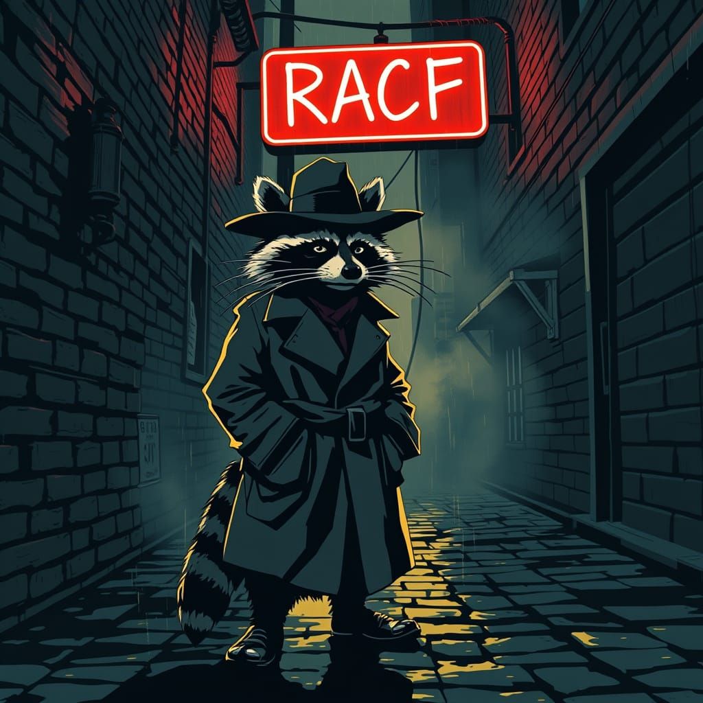 Gritty Noir Raccoon Detective