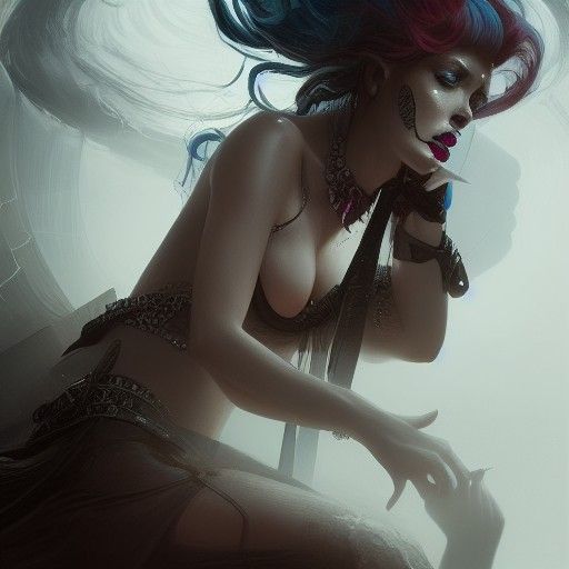 Hyperrealistic Ghastly Figure in Retro Artwork Style