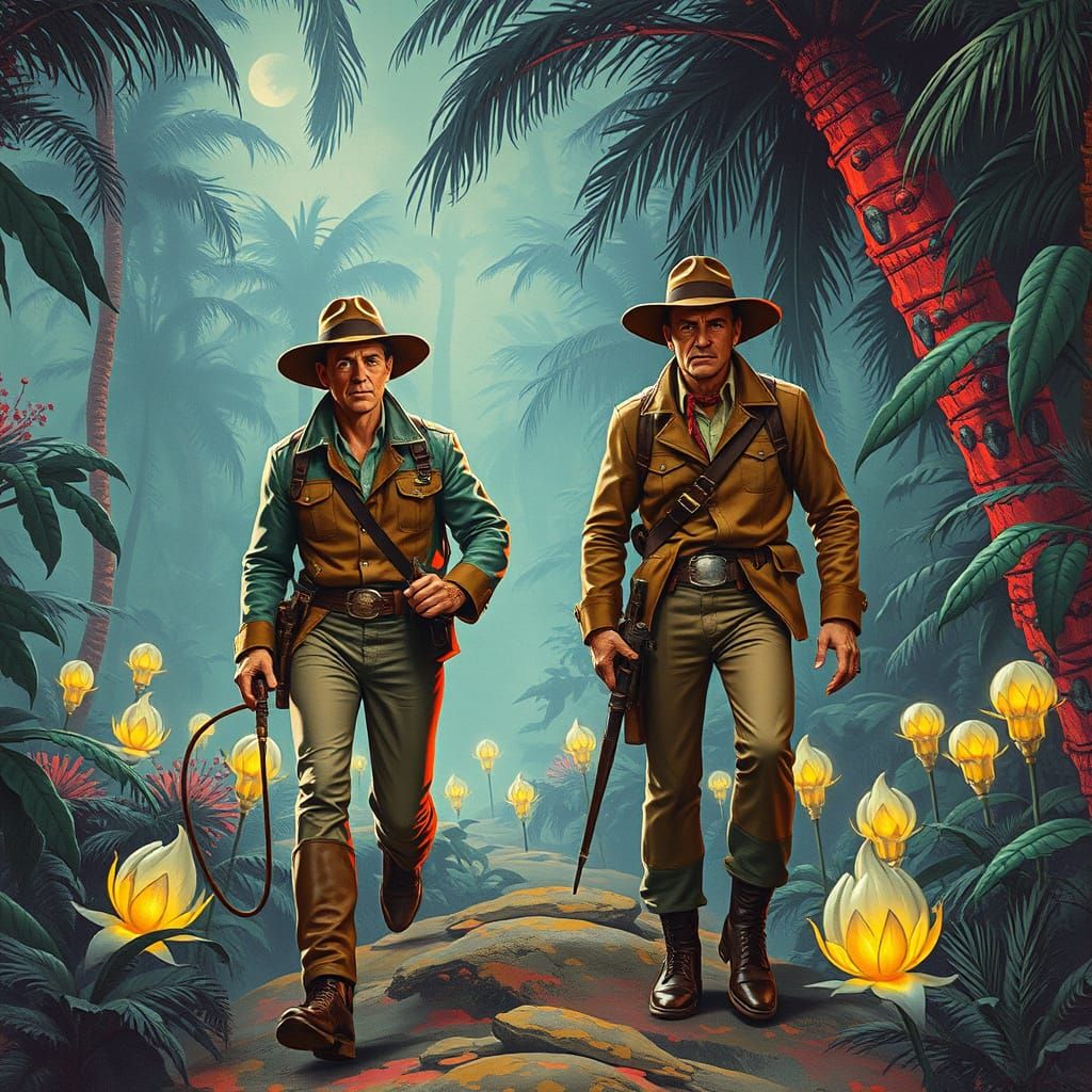 Verne and Rogers on Venus: Retro Sci-Fi Cover