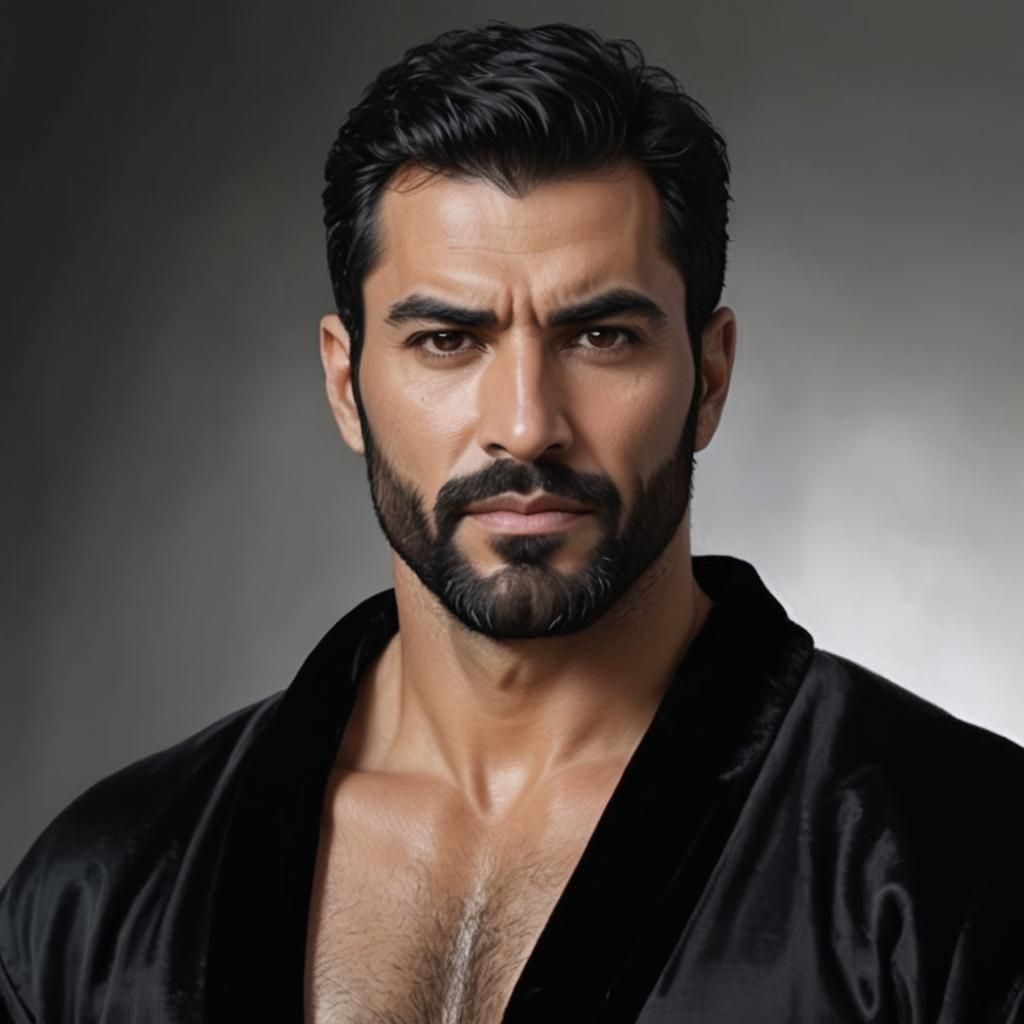 Portrait of a Handsome Bearded Man in Impressionist Style