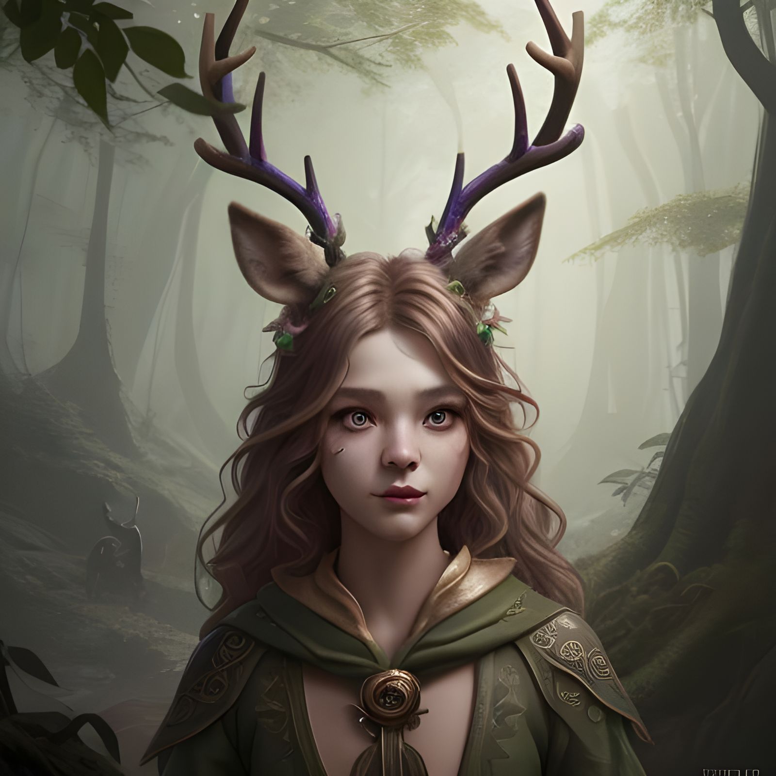 Whimsical Fawn: Mythical Half-Deer in Detailed Digital Art