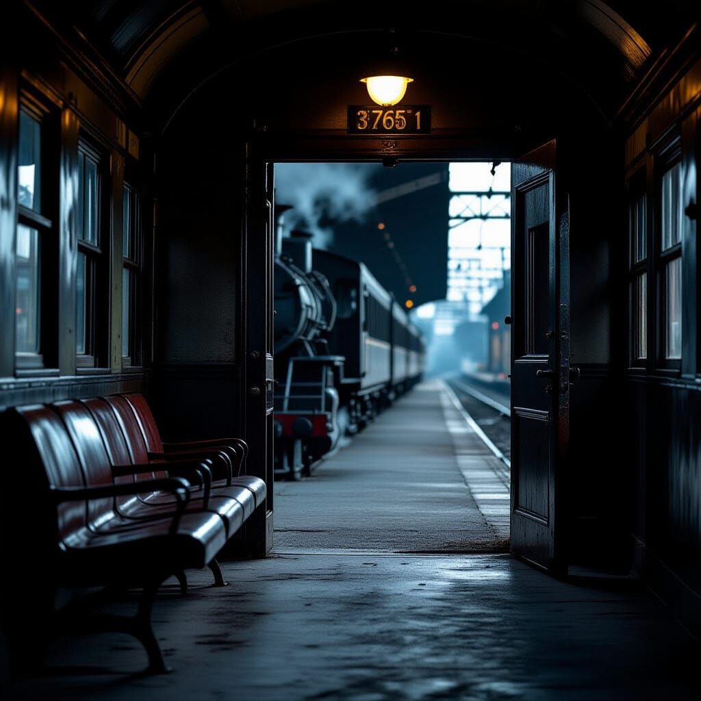 Deserted Station: Old Train with Open Door