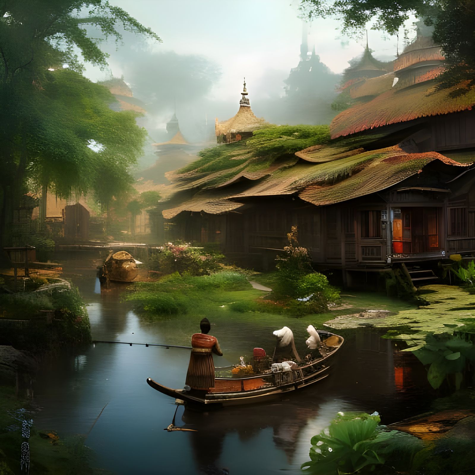 Fairytale Village in Terrarium: Hyperdetailed Metallic Paint...