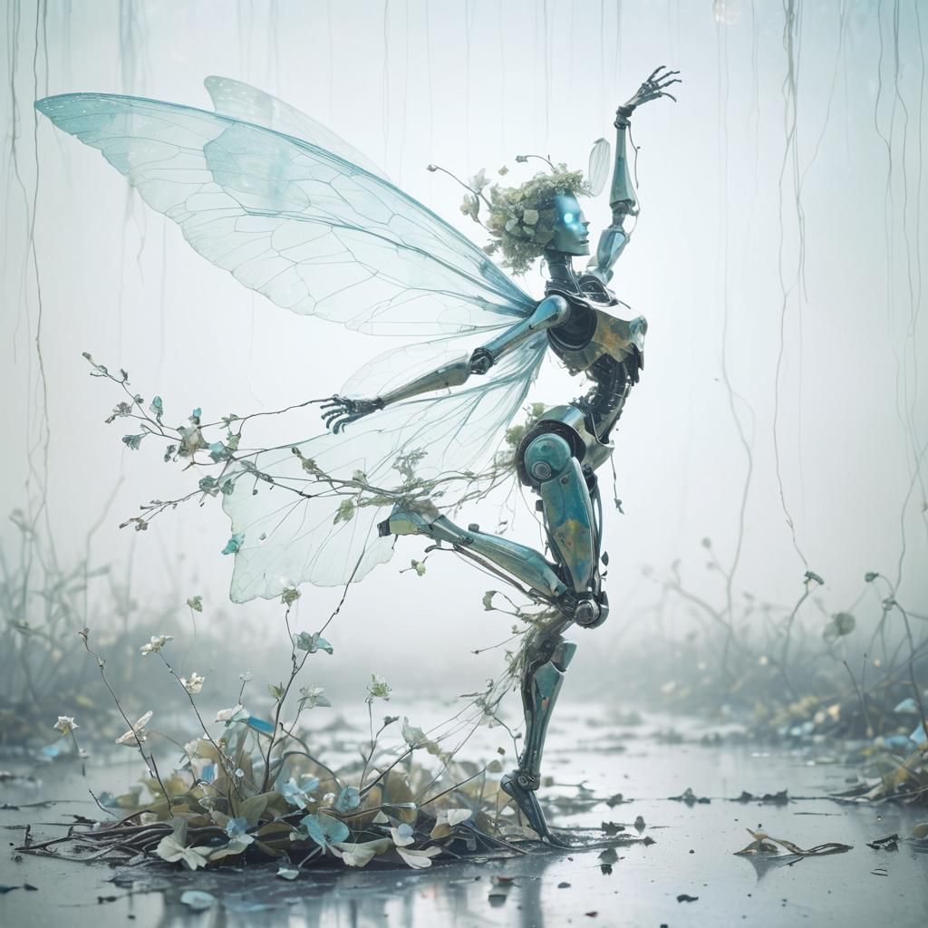Robot Fairy in Surrealist Style, 8k Resolution