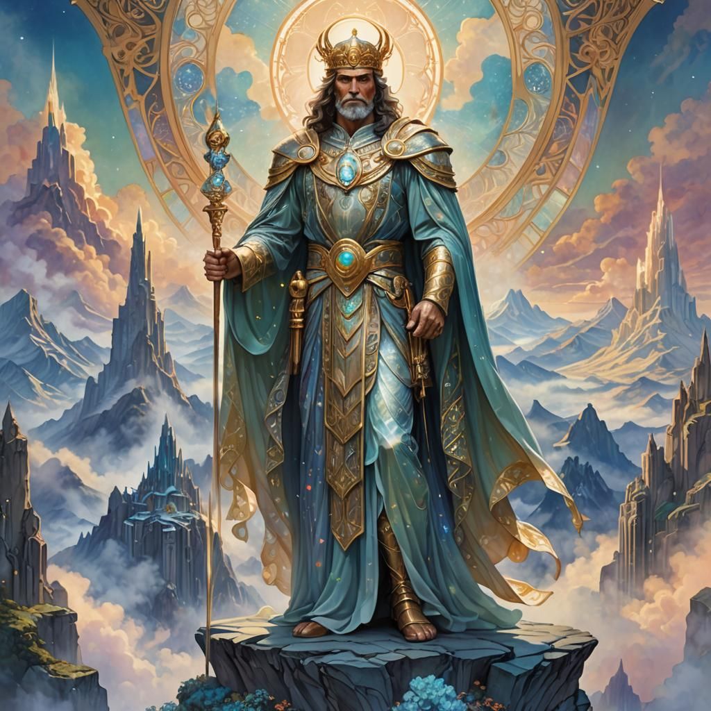 Regal Warrior-King in Iridescent Robes, Fantasy Art