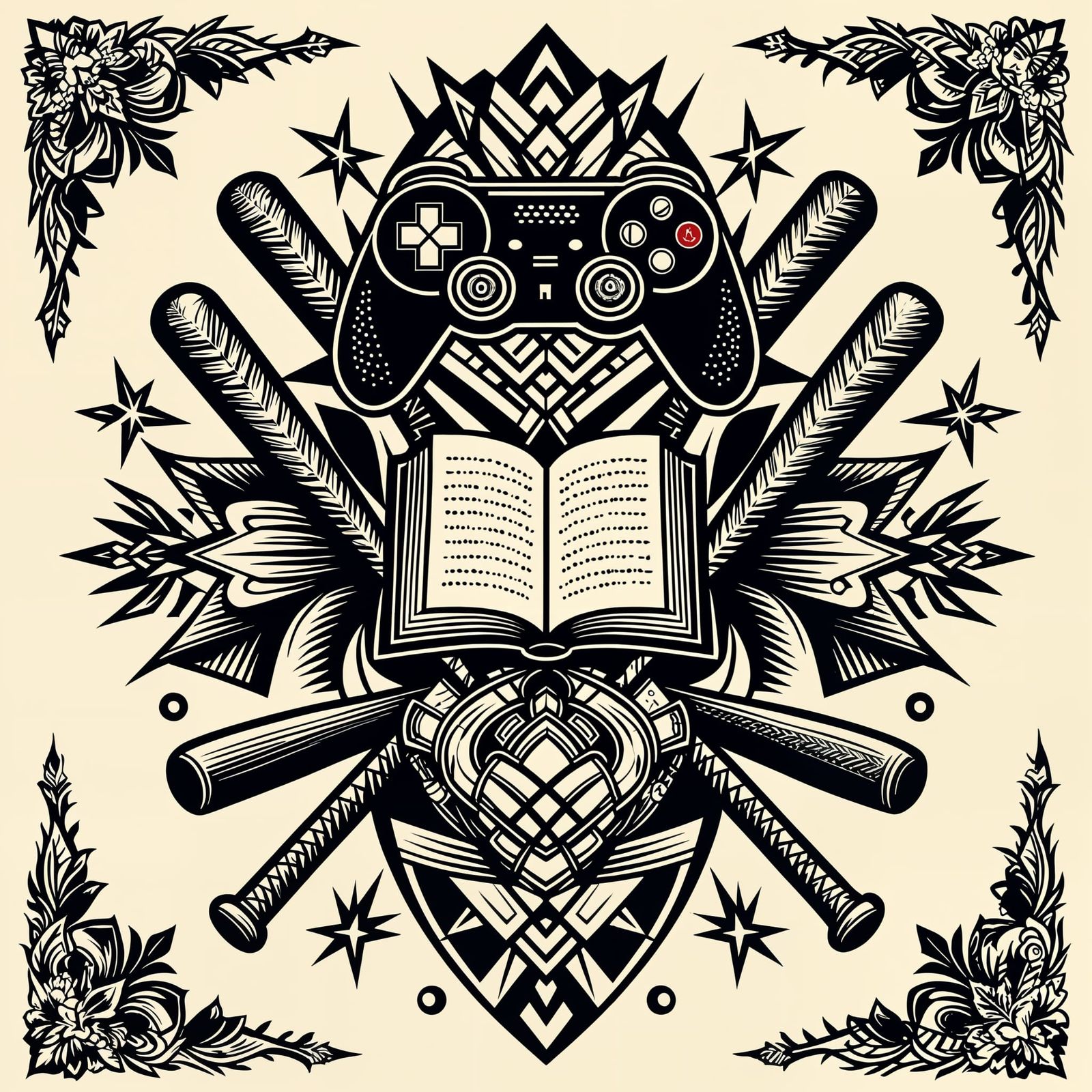 Polynesian Tattoo Template: Gamer, Catcher, Academic, Hospit...