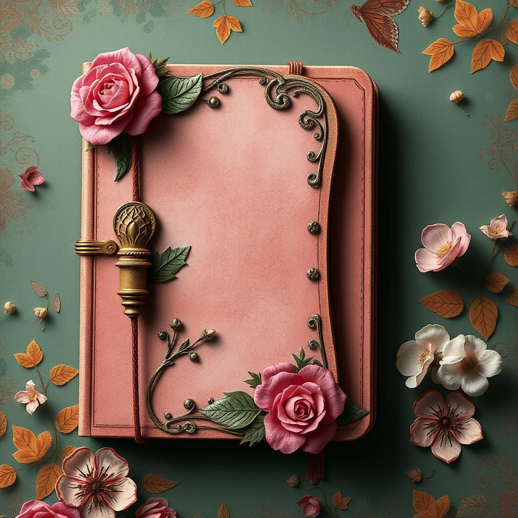 Floral Vintage Fantasy in Deep Color, Intricate Detail