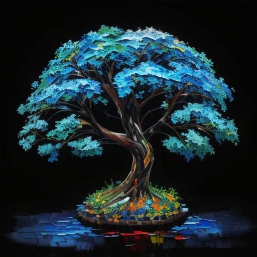 Rustic Mosaic Patchwork in Expressionist Oil Painting Style