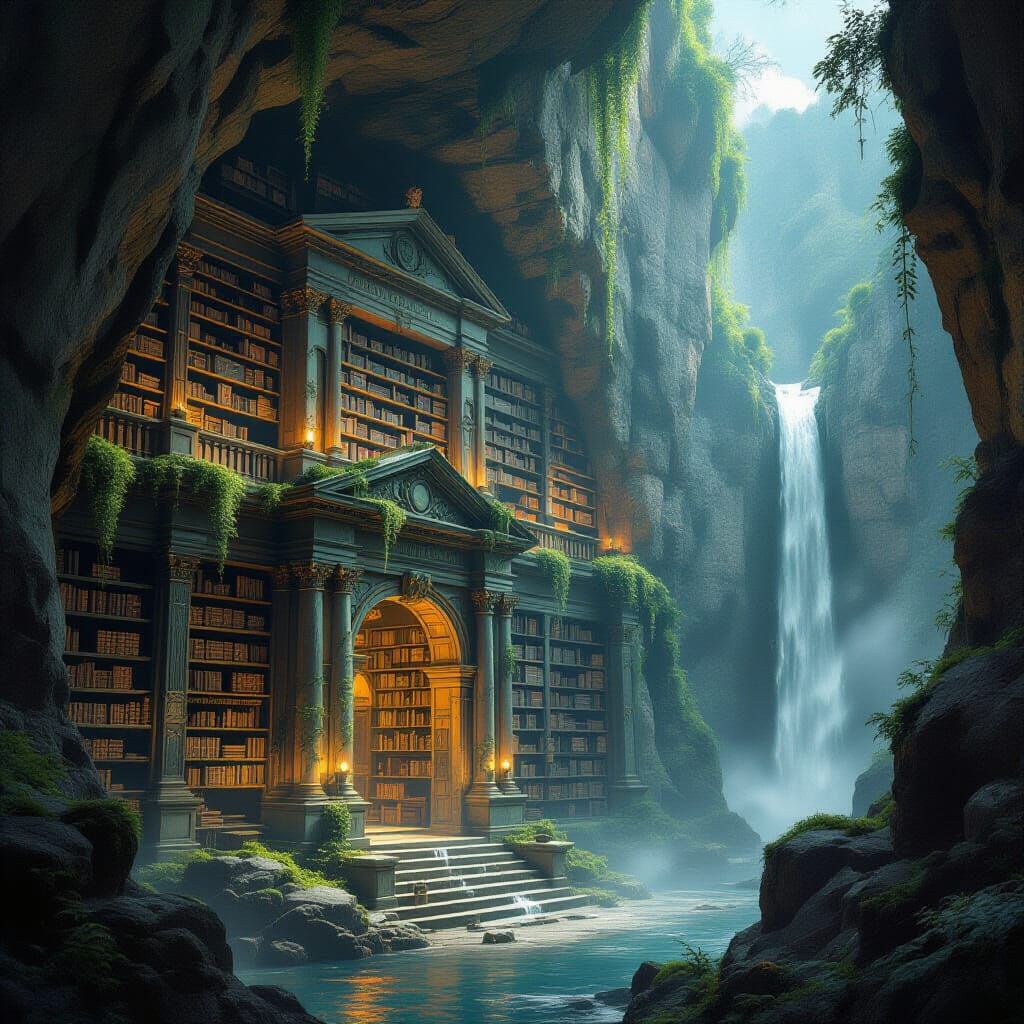 Ancient Cliffside Library of Forgotten Tomes