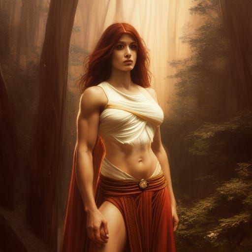 Odinist Priestess Portrait in Art Nouveau Style