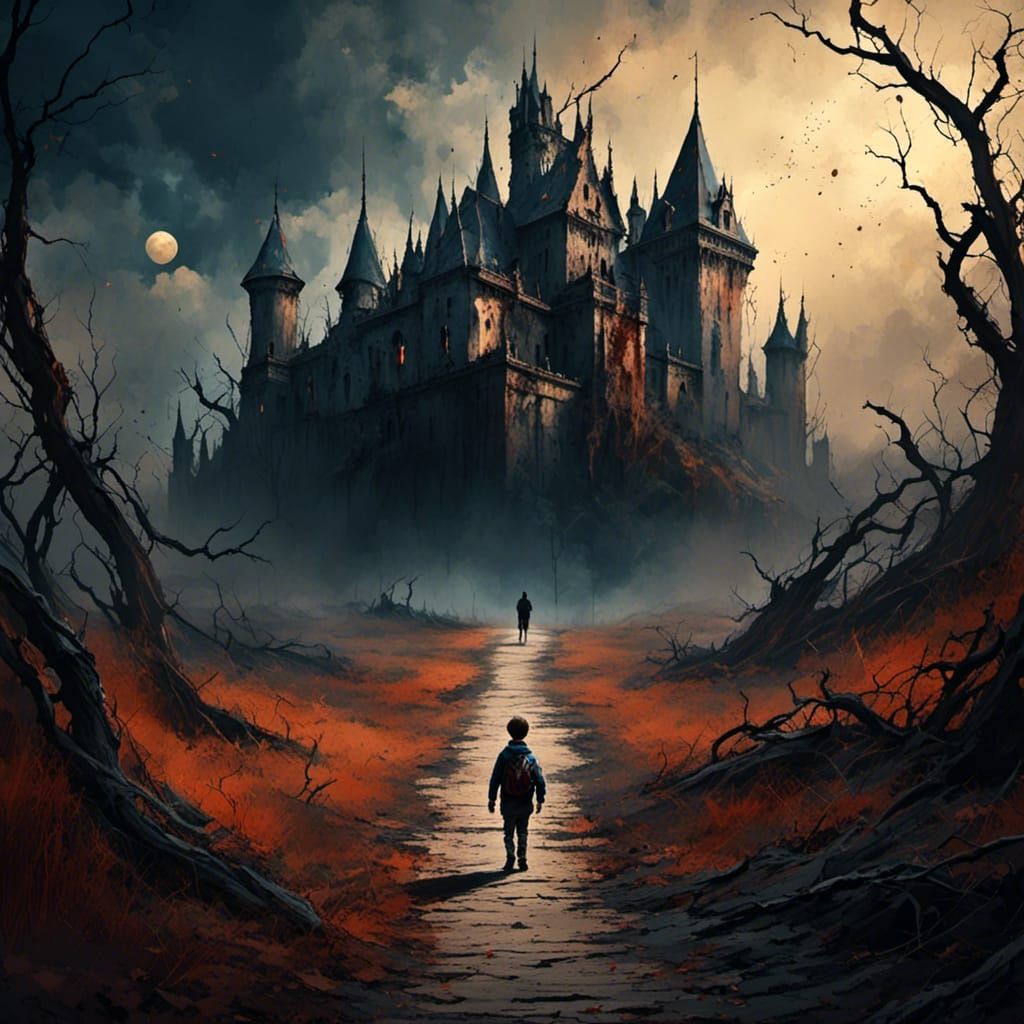 Boy's Journey to Monster Castle under Blood Moon