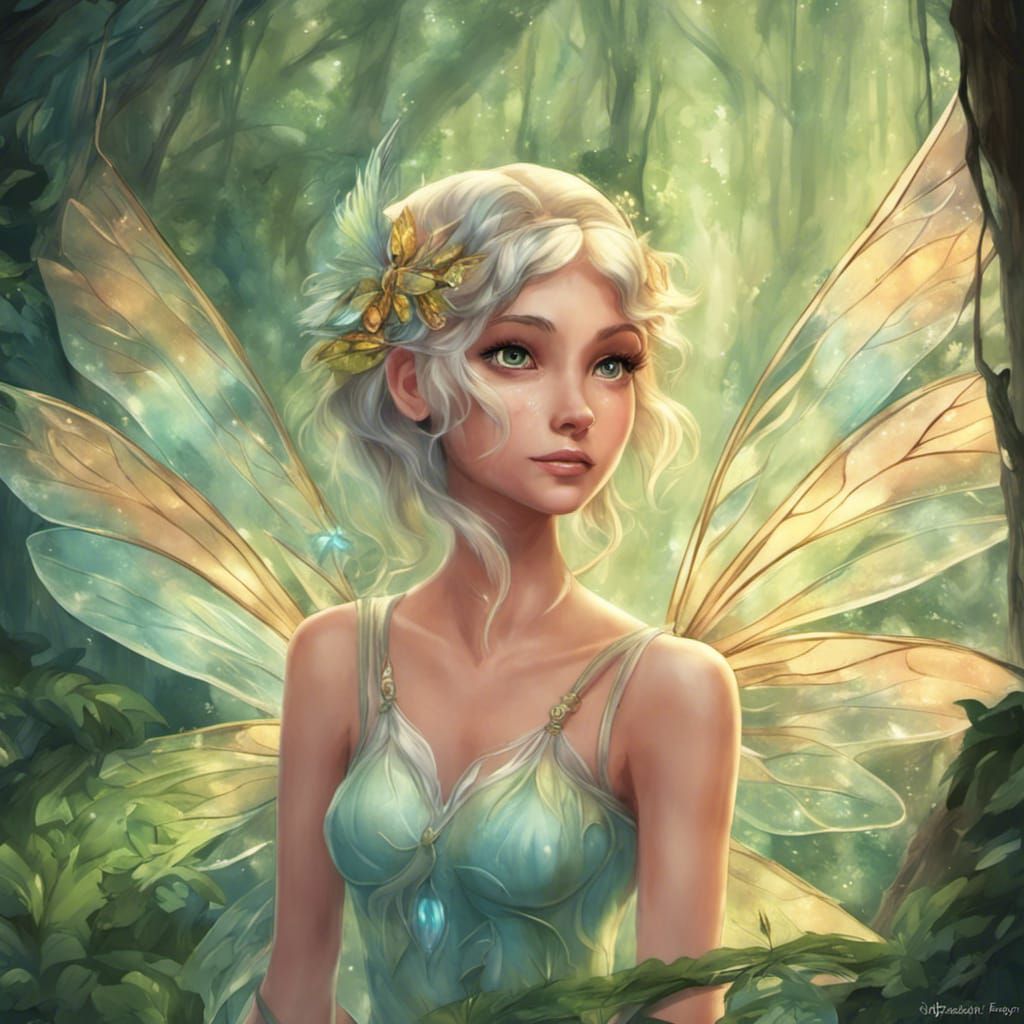 Ethereal Rainforest Fairy with Crystal Wings
