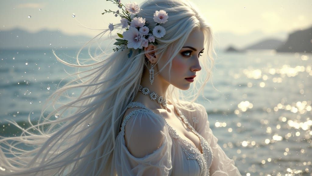 Pale Beings at Shoreline in Dynamic Lighting