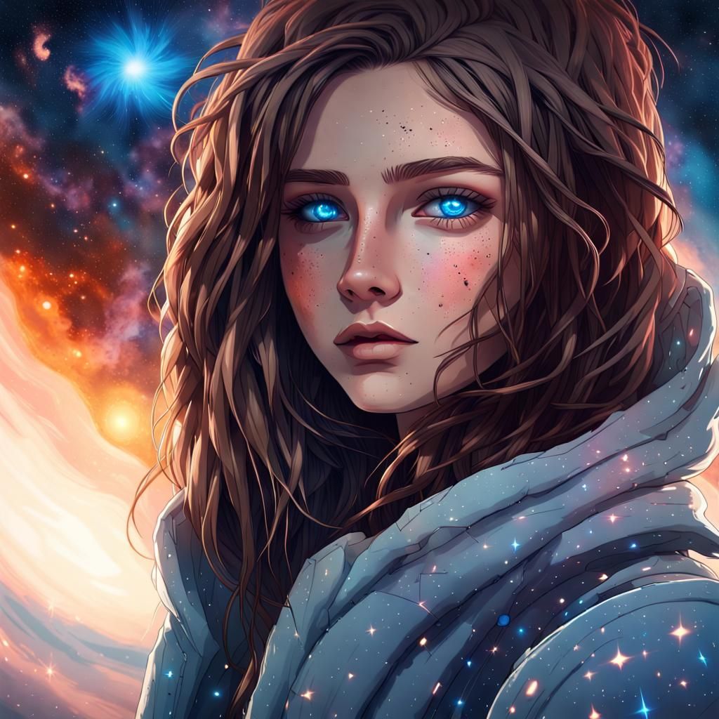 Girl with Scar in Space: Sci-Fi Concept Art