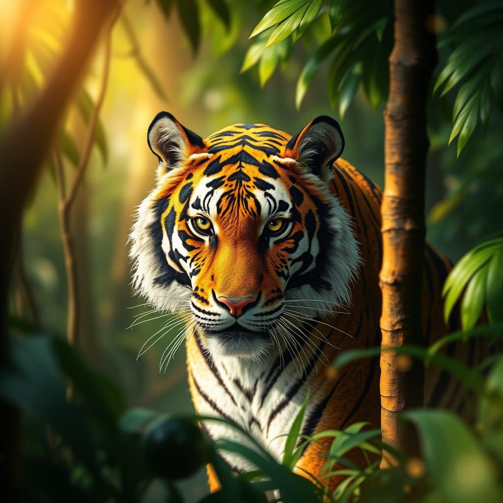 Quilling art of Sumatra tiger in sumatran jungle