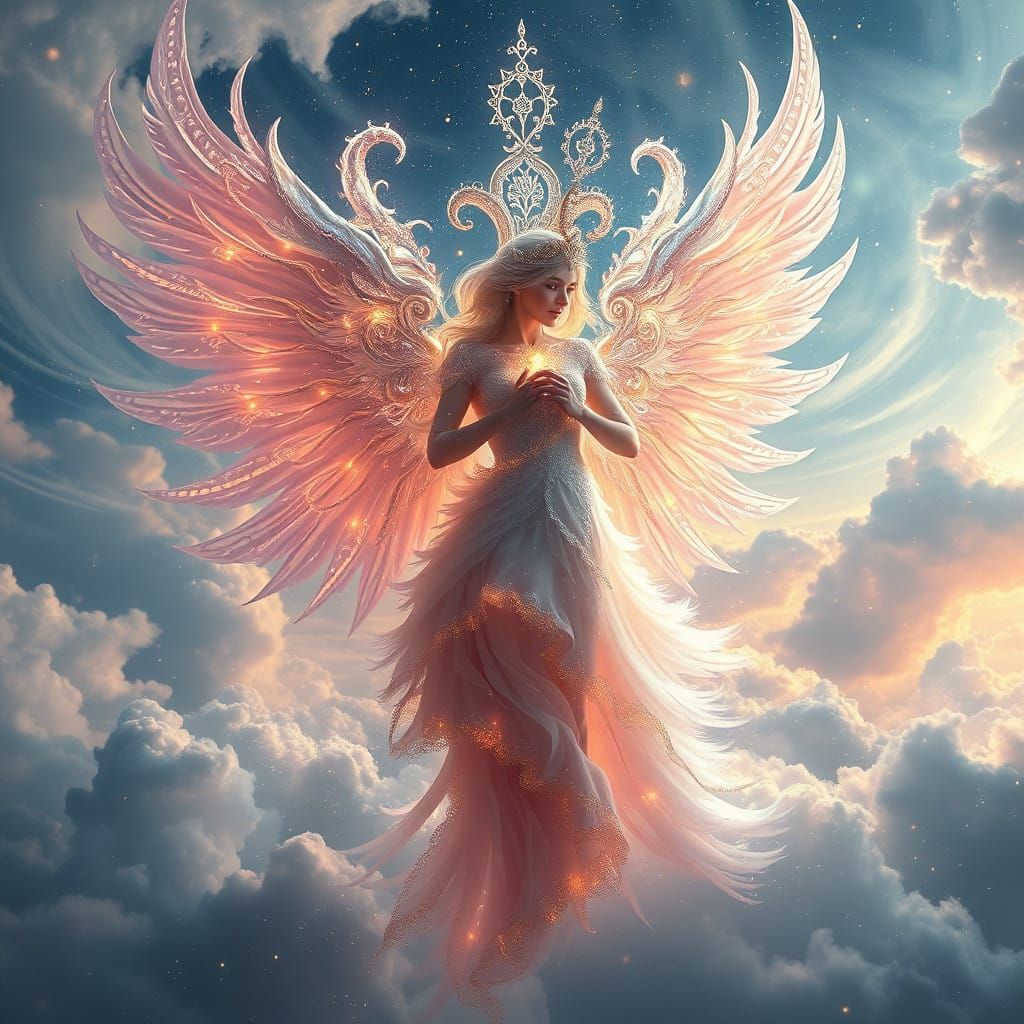 Ethereal Love Being in Dreamlike Celestial Landscape