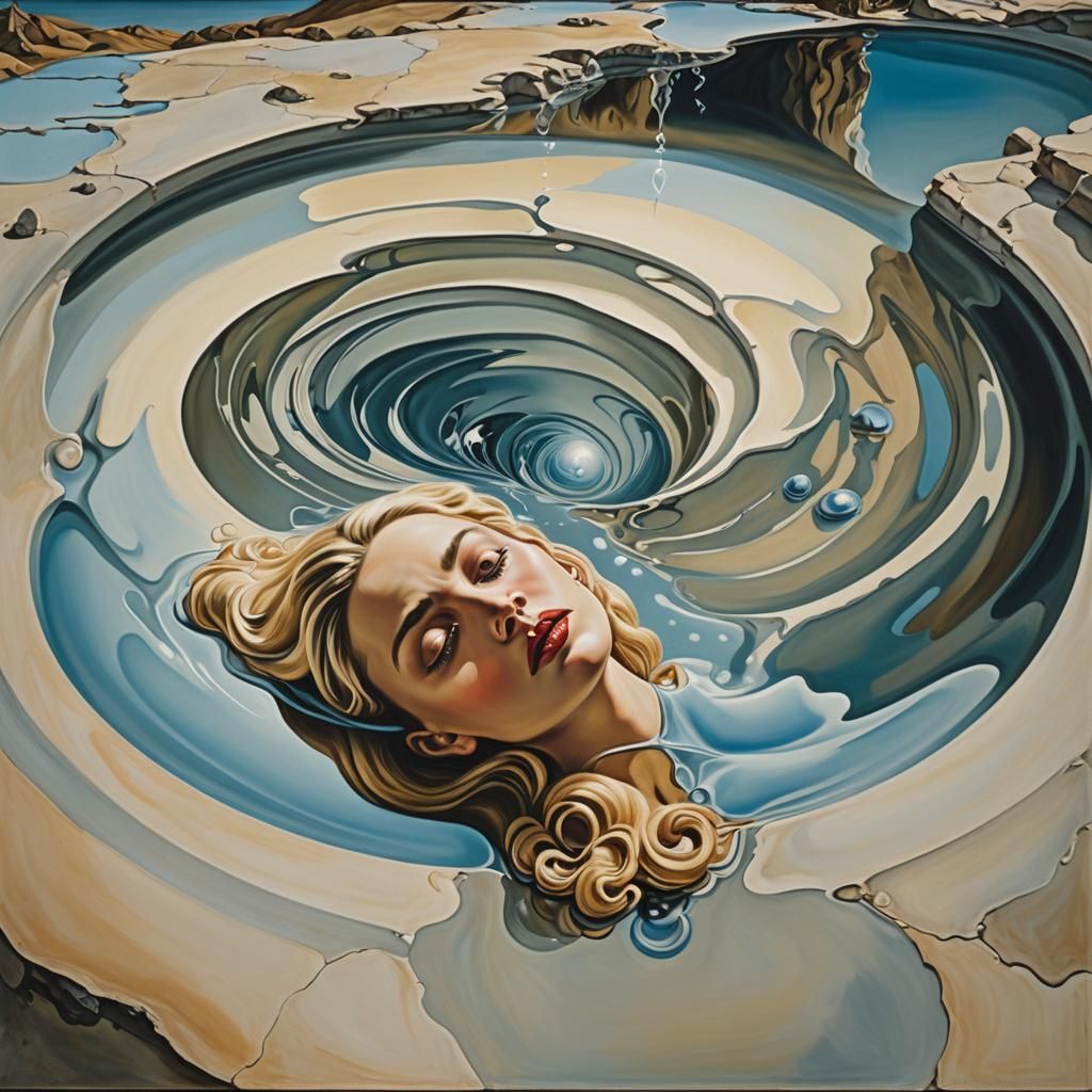 Surreal Reflection: Woman's Tormented Ascent