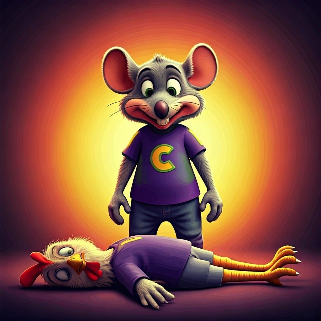 Chuck E. Cheese Scene in Pixar Disney Style