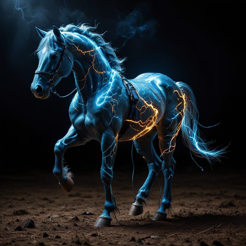 Mystical Horse Portrait in Electrography Style