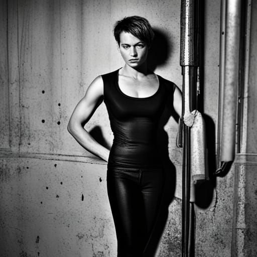 Fierce Woman in Gritty Underground Fight Club