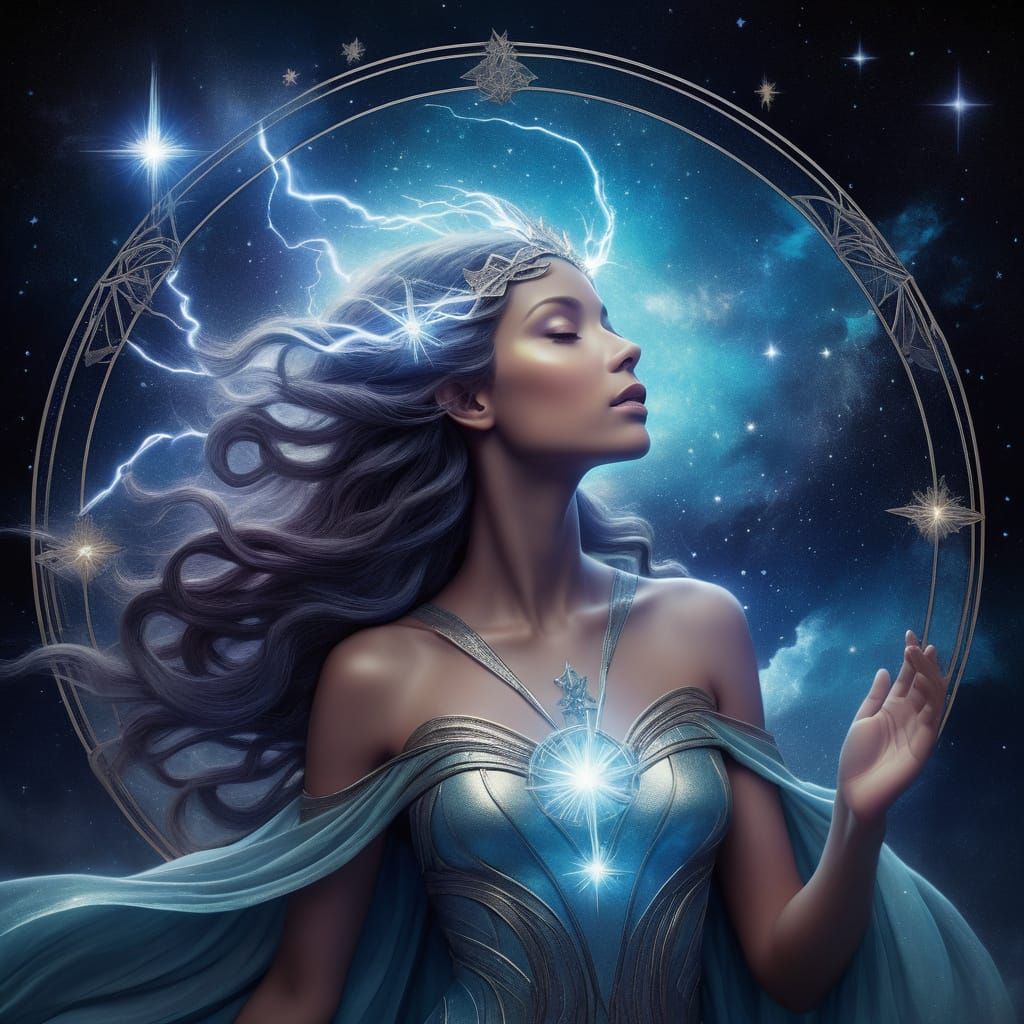 Art Nouveau Goddess of the Midnight Sky