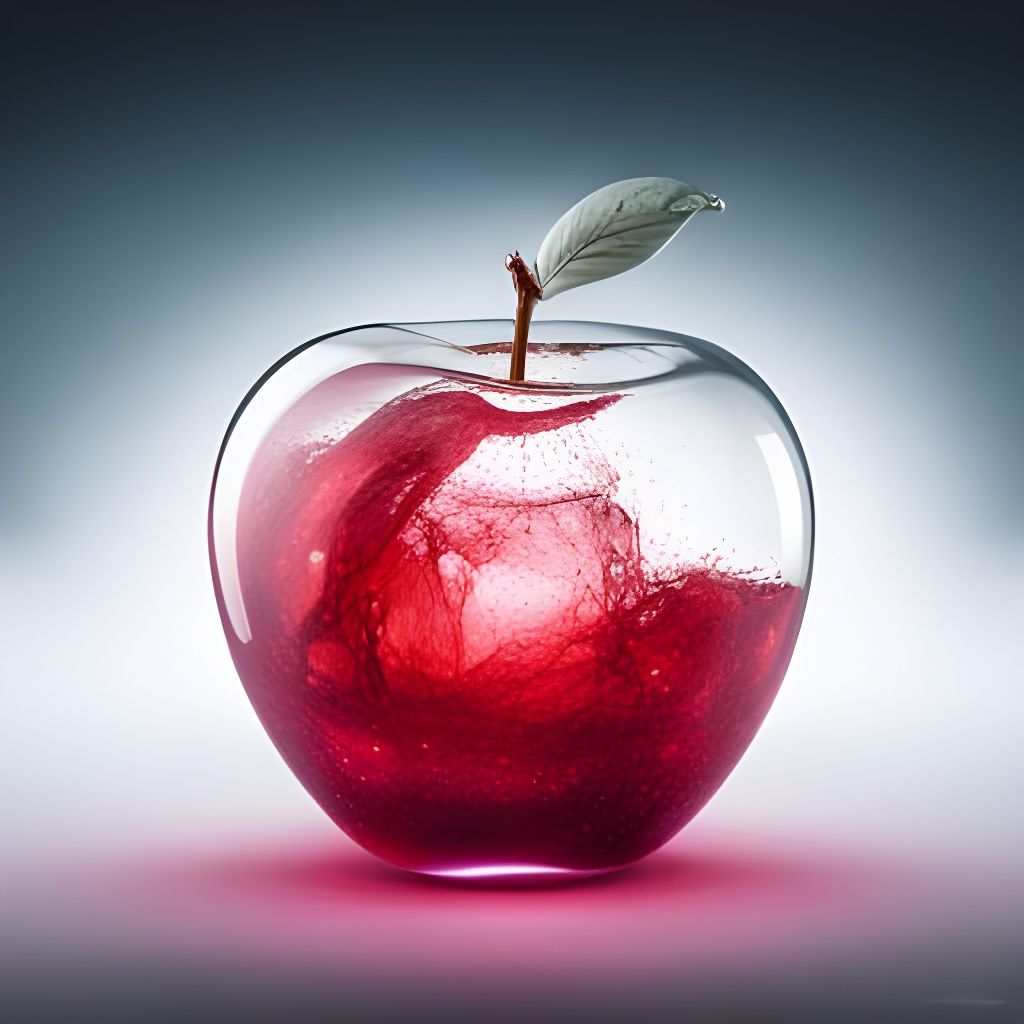Glowing Glass Apple Filled with Water