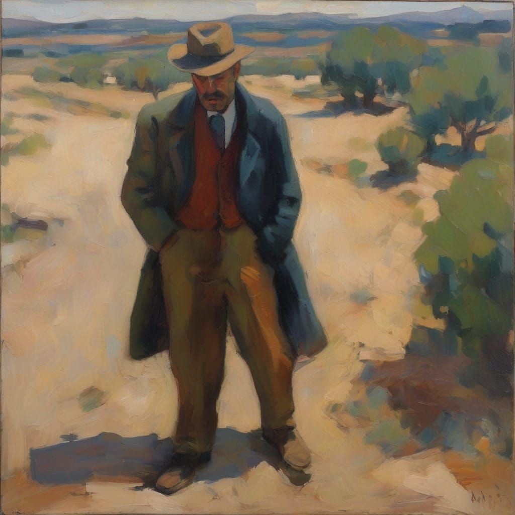 A Lone Figure's Poignant Farewell in a Desolate Landscape