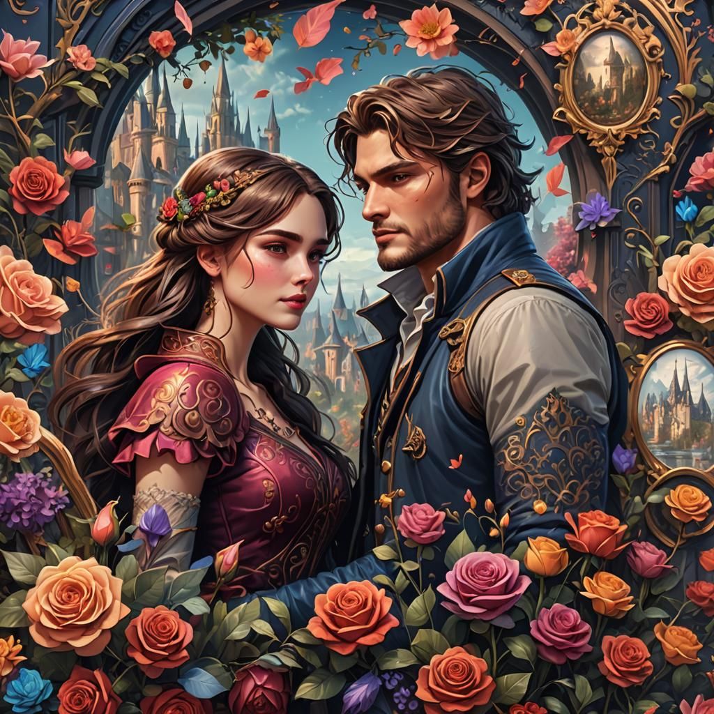 Romance Book Illustration for Stickers: Fantasy Concept Art