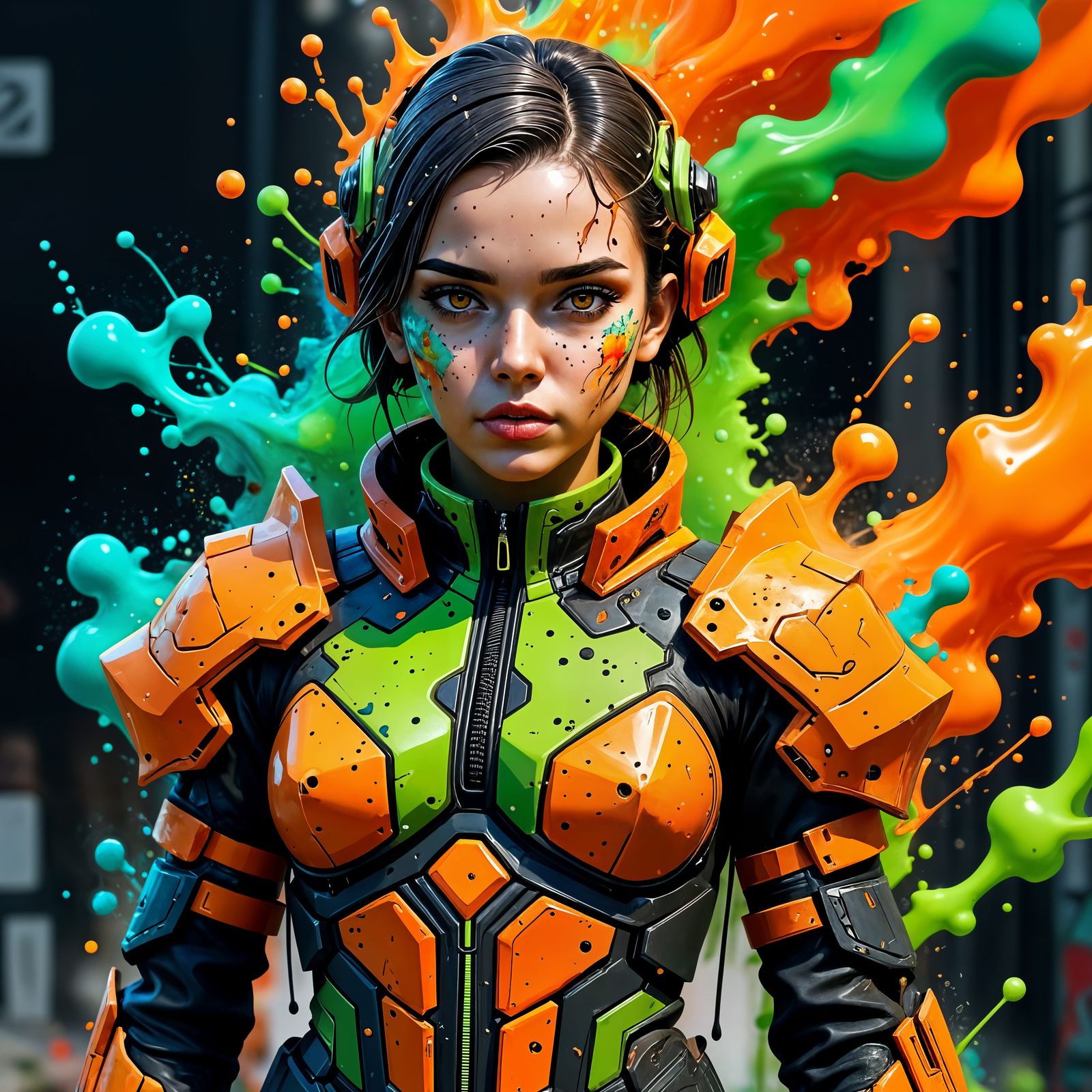 Hyperrealistic Splash Art Character in Vivid Colors