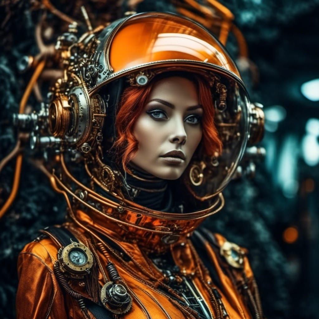 Steampunk Astronaut in Alien Jungle Portrait