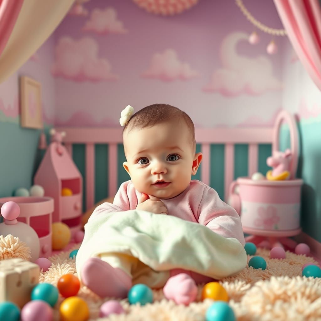 Vibrant Baby Nursery in Candy Art Style