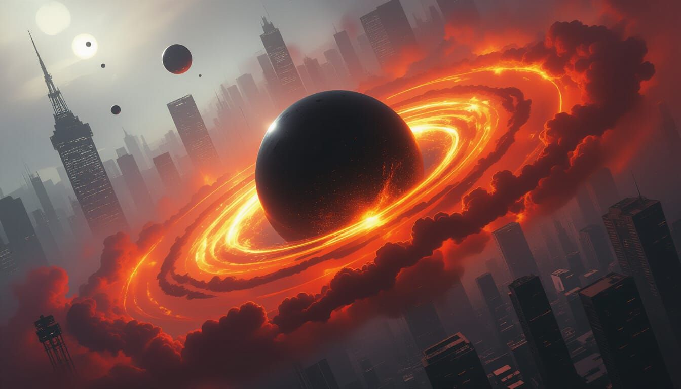 Black Hole Engulfs Supernova in Cyberpunk Style