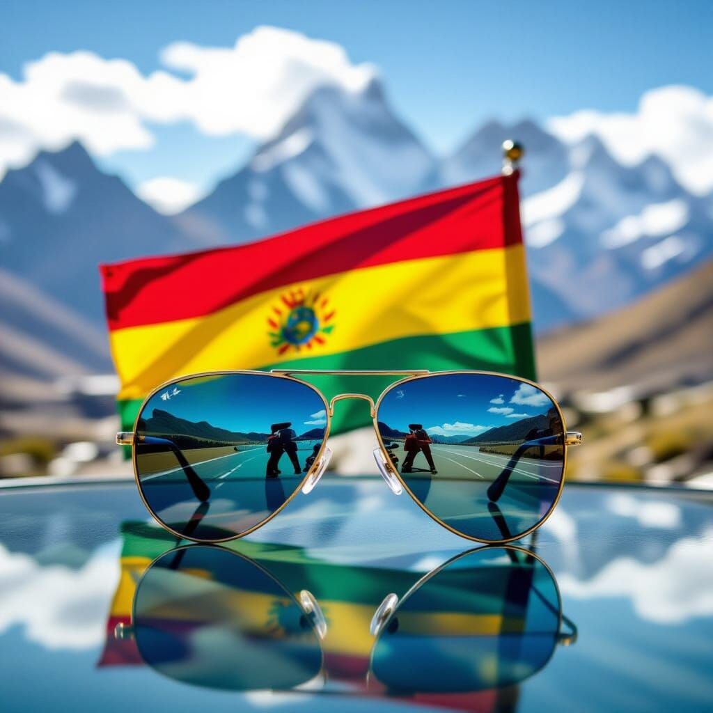 Bolivian Flag Waving: Aviator Sunglasses Reflection
