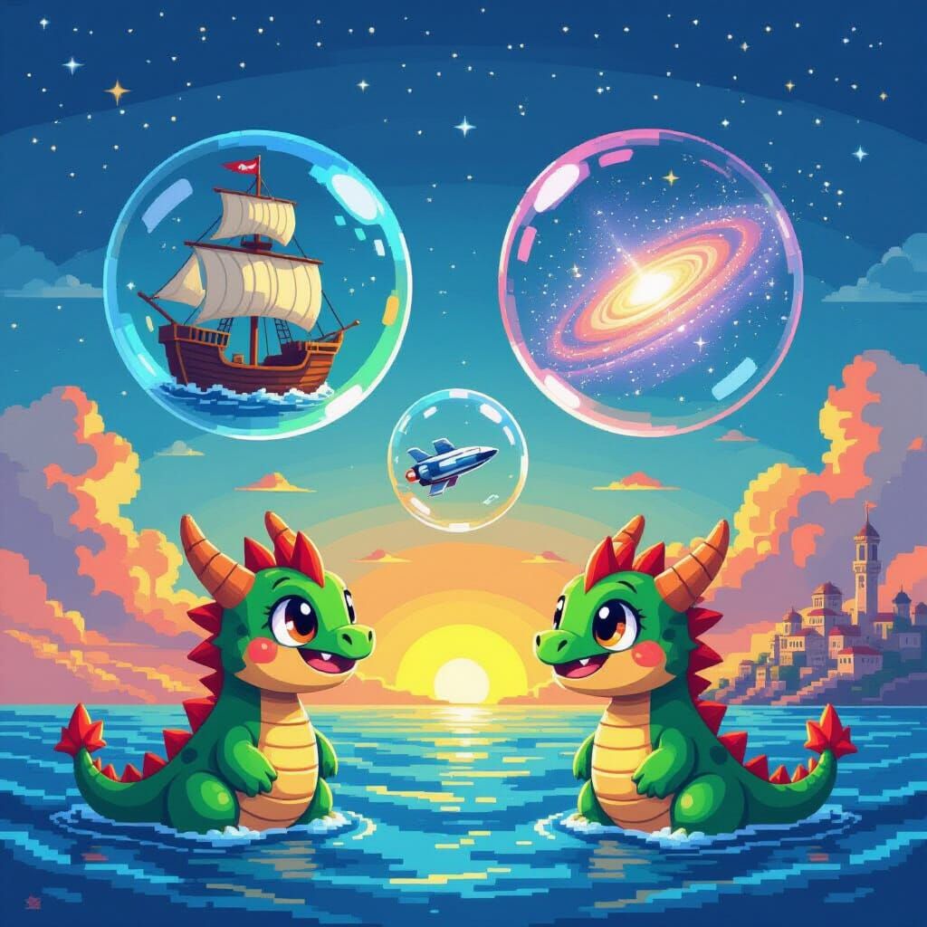 Pixel Dragons Blow Bubbles of Dreams