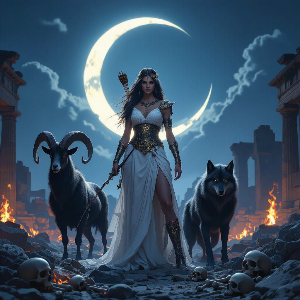 Artemis Radiant in Moonlight with Guardians