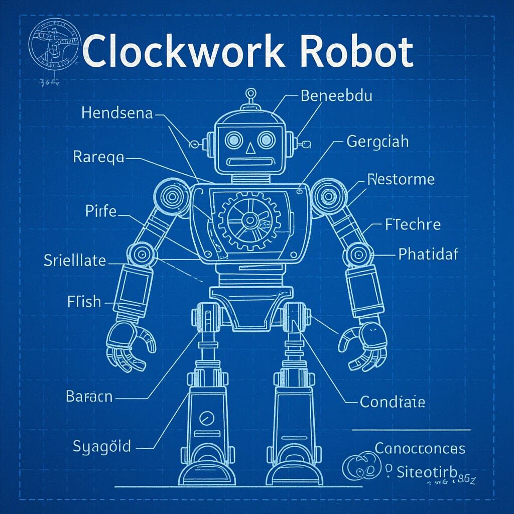 Clockwork Robot Patent Blueprint Design