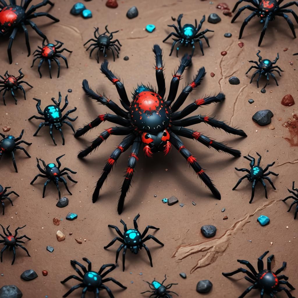 Bioluminescent Chibi Tarantula: Detailed Matte Painting