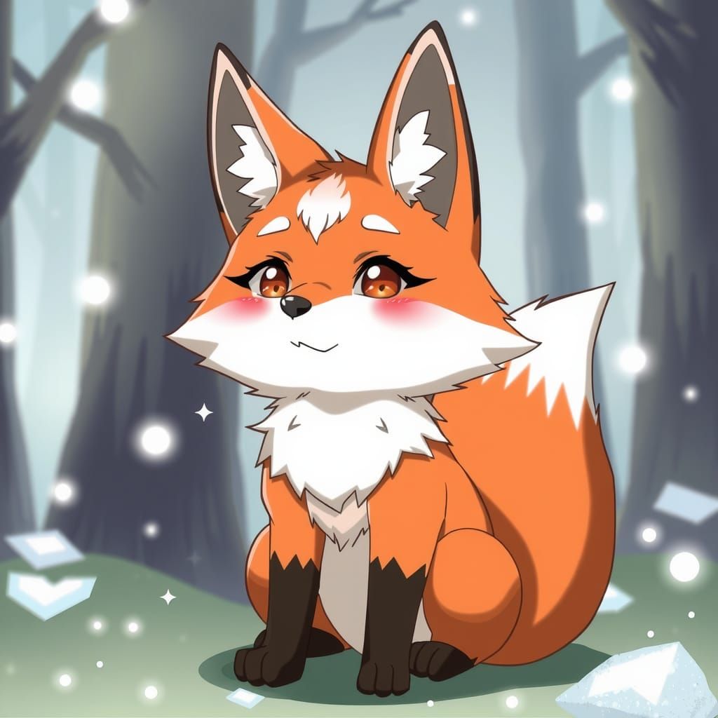 Anime Fox in Classic Japanese Animation Style